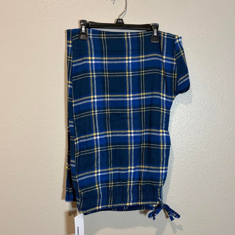 Sonoma Goods For Life Mens XXL Blue Yellow Plaid Flannel Pajama Pants New